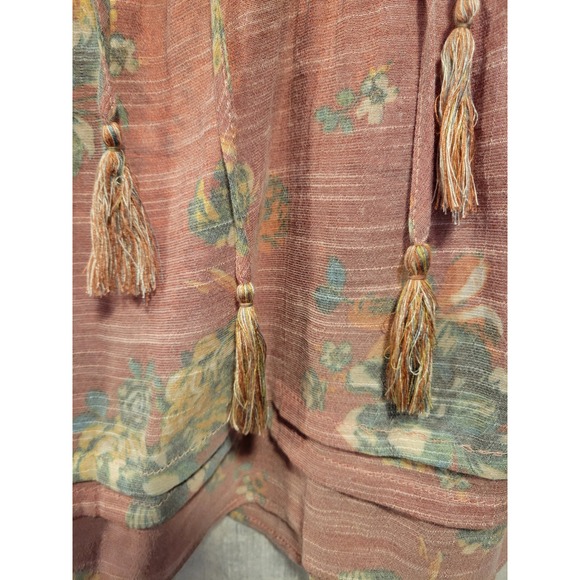 Hannah XL Faded Red Floral Boho Sleeveless Tunic Blouse Hippie‎ Festival Prairie - Picture 6 of 6